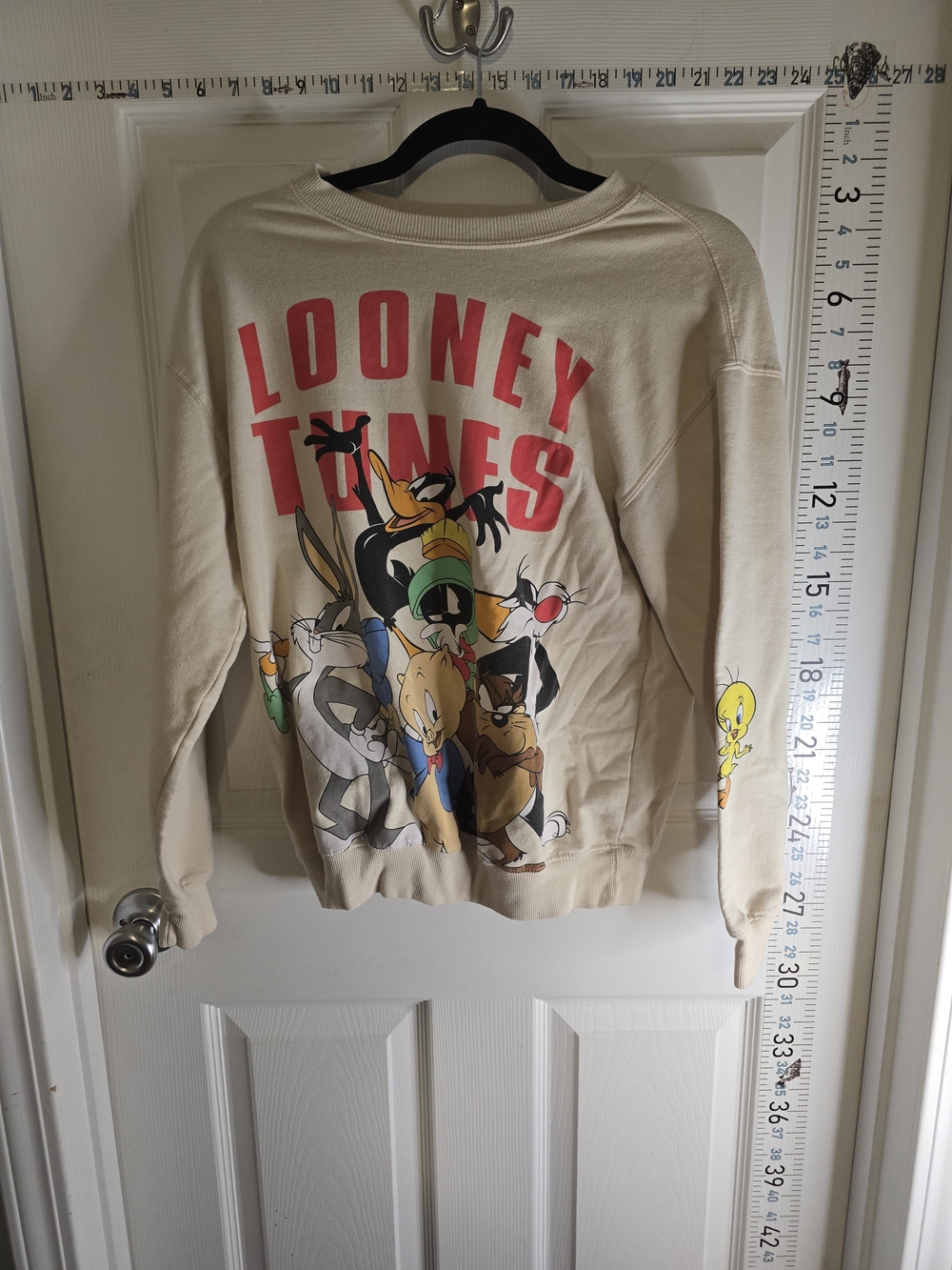 Warner Bros. Beige Crewneck with Red Looney Tunes Logo
